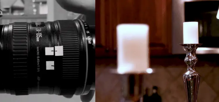GIF showing a camera lens focusing on objects near and far